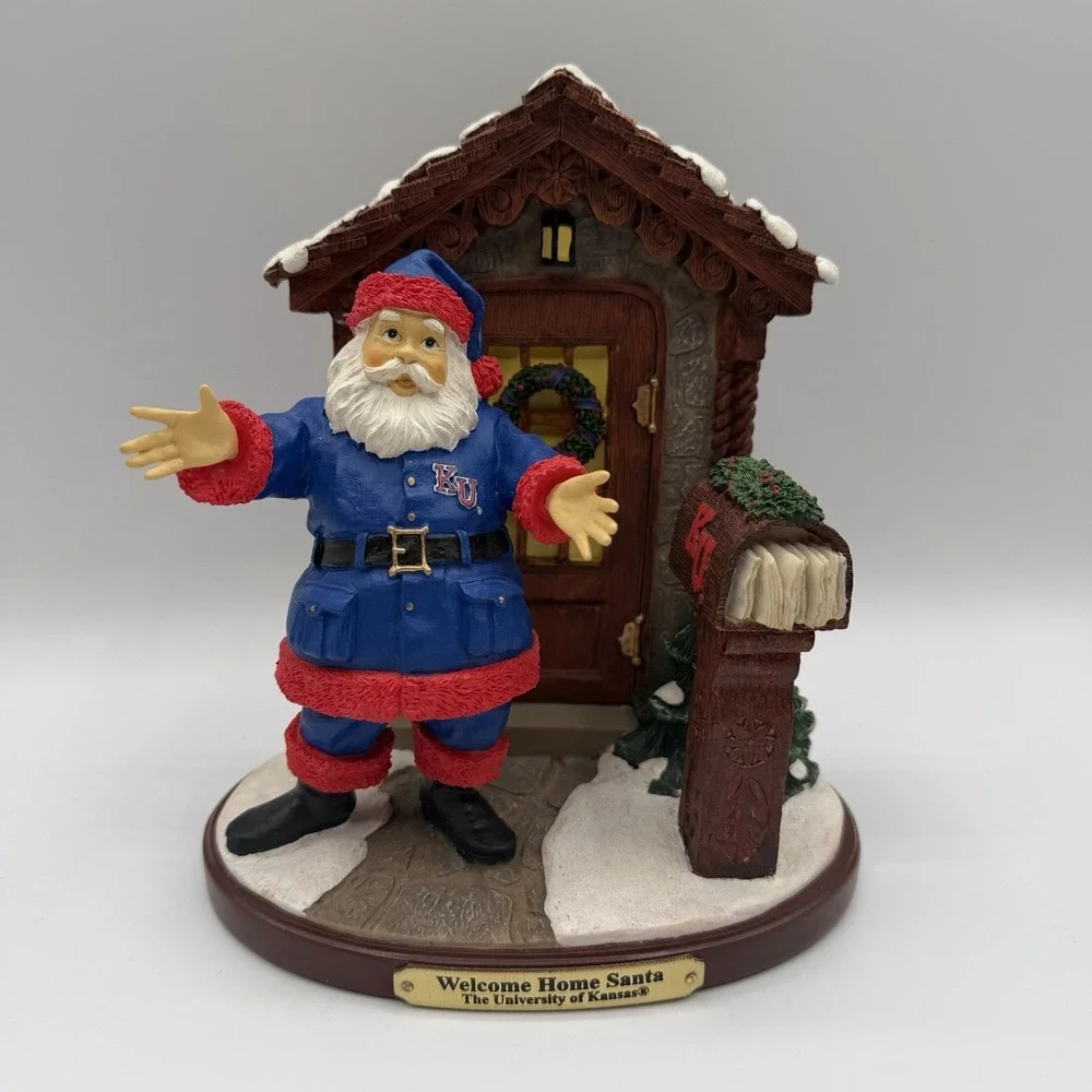Kansas Jayhawks Welcome Home Santa‎ Claus Figurine Christmas NCAA Memory Company